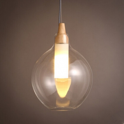 modern simple wooden led pendant lights fxitures with glass lampshade fishing line dinning room lamp lamparas colgantes