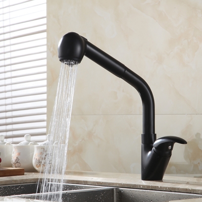 pull out kitchen faucet polished black swivel kitchen sink mixer tap luxury spray deck mounted gyd-7110r
