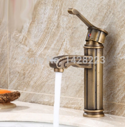 retro style single handle bathroom vessel sink mixer faucet deck mounted beautifull brass basin faucet