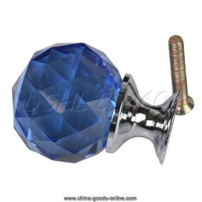 shiny blue clear faux crystal knob pull handle cabinet drawer diameter 30mm [Door knobs|pulls-2999]