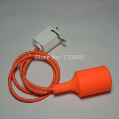 silicone lamp base e26 e27 orange color pendant light lamps holder with track head/110v 220v,cable length 1 meter,