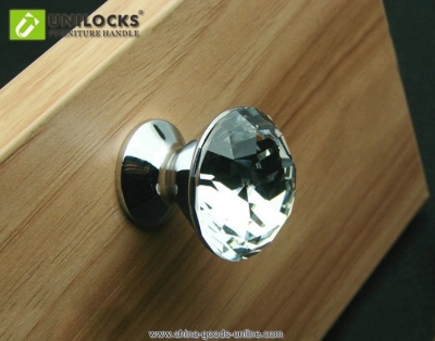 10pcs/lot decorative hardware k9 diamond crystal chrome cabinet cupboard door knob r6021 new (diameter:30mm)