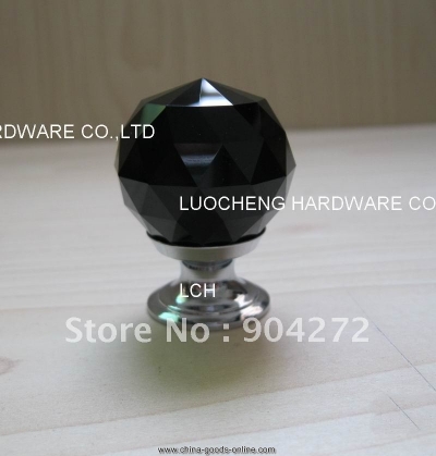 20pcs/lot 30mm black crystal knob with chrome zinc base