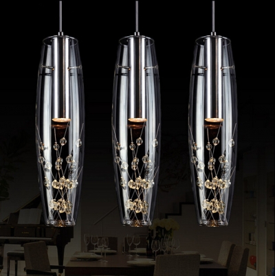 3 lights creative vase crystal led pendant lights creative hanging lamp fixtures for bar cafe home living simple lustres de sala
