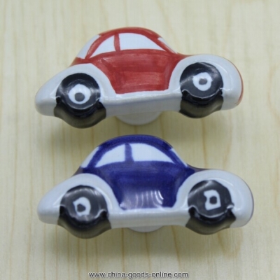 50mm red blue car model ceramic children knobs, cartoon ceramic drawer dresser wardrobe furniture handles pulls knobs tc22