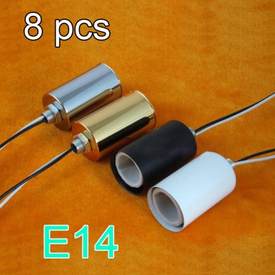 8pcs e14 modern pendant light lamp holder ac 90-260v ceramic lamp holder pendente de teto whole