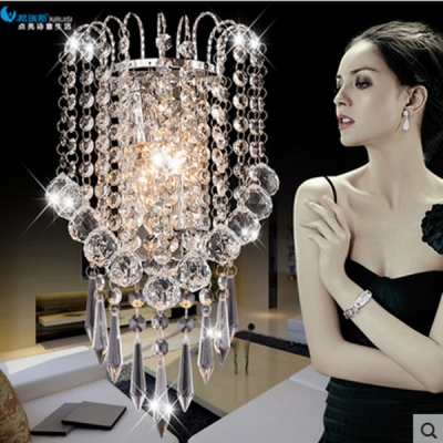 artistic stainless steel plating modern led crystal wall light lamp for home wall sconce