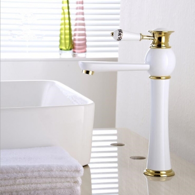 baked white paint basin faucet white faucet bathroom vessel sink lavatory basin faucet/white color mixer tap 9003w