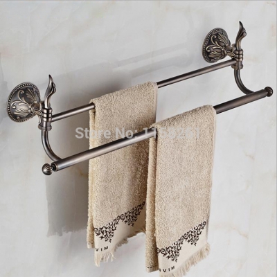 bathroom accessories products solid brass&zinc titanium antique double towel bar,towel holder rack tail,zp-9311f