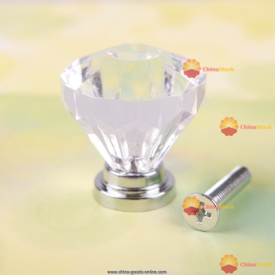 chinastock selected 8pcs 32mm diamond shape crystal cupboard drawer cabinet knob pull handle #05 popular