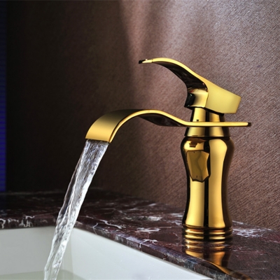 cold & water single lever basin faucet mixer taps new design golden finish sinks deck mounted single handle l-001k