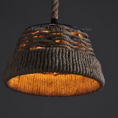 dia 38cm retro pendant lights industrial light hanging lamp hemp rope light fixture 110-240v