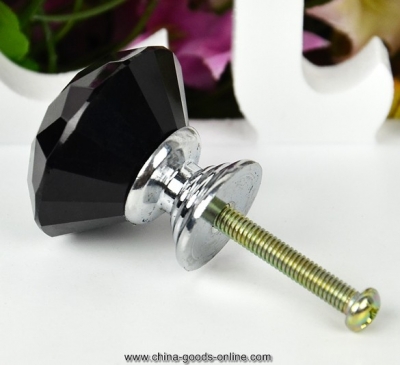 high qality 5pcs 30mm black diamond crystal shape glass cupboard wardrobe drawer pull knobs handle b12 tk0980