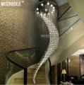 large spiral crystal ceiling light fixture big lustres de cristal light fitting villa crystal lamp for staircase, hallway, lobby