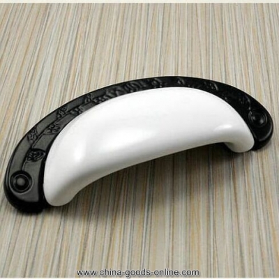 modern simple 3 -3/4" 96 mm black white dresser drawer pulls handles ceramic kitchen cabinet door handle knob pull tc100