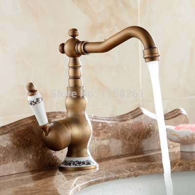 new arrive deck mounted single handle bathroom sink mixer faucet antique brass and cold water al-9212f
