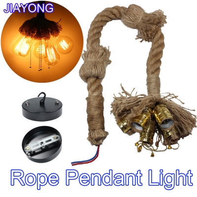 vintage rope pendant light 5 lamps loft creative personality industrial edison bulb american style ac 90-260v for living room