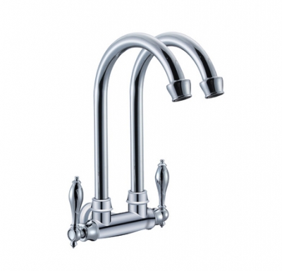 wall mounted antique dual pipe kitchen faucet, single cold water tap