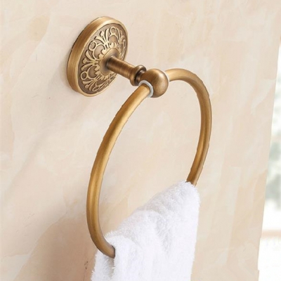 whole and retail high-end retro style wall mount towel ring antique brass towel bar towel rack ha-24f