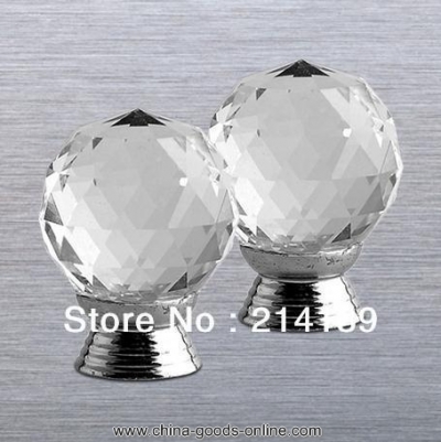 10pcs 30mm round glass crystal door knob handle for cabinet drawer wardrobe clear