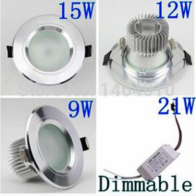 10pcs/lot antifogging 9 w 12w 15w 21w epistar dimmable led downlight ac85-265v contains the drive power led ceiling light