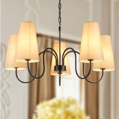 2015 american country pastoral vintage painted iron round chandelier north europe simple linen lampshade chandelier