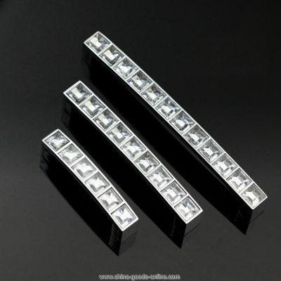 30pcs/lot k9 crystal handle with zinc alloy chrome metal part(c.c.:128, length:140mm)