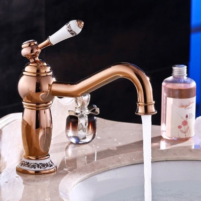 contemporary concise bathroom faucet rose gold polished brass basin sink faucet single handle water taps m-14e