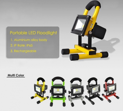 cordless portable hand-carry rechargeable 10w ip65 waterproof outdoor rechargeable portable led flood light with battery