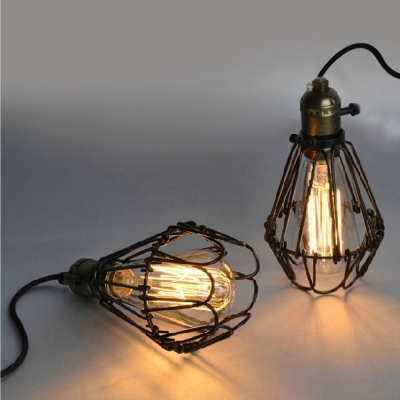 edison vintage pendant light rustic wire cage light suitable for bedroom,study room without bulb