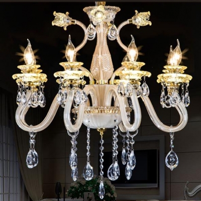 luxury k9 crystal chandelier 6/8/10 arms for dining room shop living room lights home indoor lamp lustres de cristal chandeliers [glass-chandelier-7617]