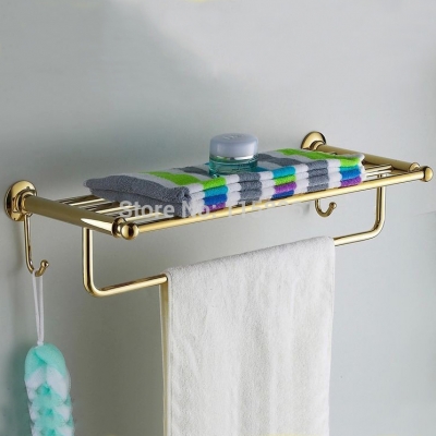 new arrival !bathroom accessories classic golden brass bathroom towel rack bar shelf (wall mounted)material st-3190
