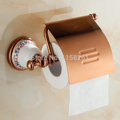 paper holder/roll holder/tissue holder with cover,solid brass construction ,rose gold finish,bathroom accessories 3320e