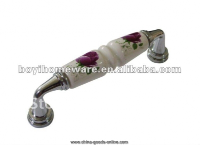 silver zinc + purple rose ceramic door handles/ kitchen door knobs/ cupboard handles/ drawer knobs whole 50pcs/lot am05-pc