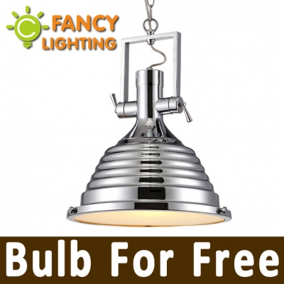 vintage industrial pendant light chrome color metal pendant lamp adjustable hanging lamp for bar room decor - lampara colgante