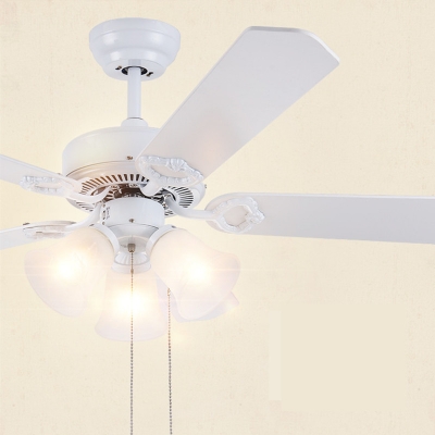 white metal 42" 48" dining room plywood leaf led ceiling fan 3 gears 3 light e27 fan light