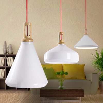 wood pendant lamp fixture for dining room with e27 lampshade modern kitchen pendant lights white lampshade