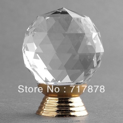 10pcs/lot 30mm round ball crystal door knob handle pull for cabinet drawer wardrobe clear