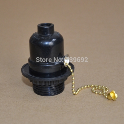 (10pcs/lot) e26/e27 lamp base for pendant lights with zipper pull switch black color lamp holder