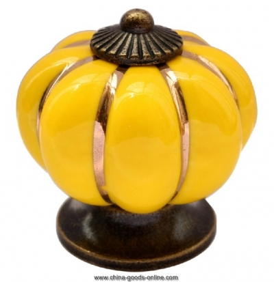 10pcs yellow ceramic handle pull knobs cabinet pumpkin door cupboard drawer knobs locker for home kitchen decoration