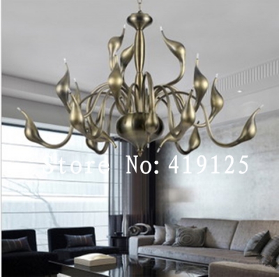 15 lights metal modern italian swan pendant lamp , swan light for living room ,4 colors