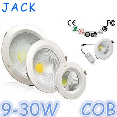 25w 18w 15w 12w 9w cob dimmable led downlights 120 angle 3" 4" 5" 6" 8" led down light warm/cool white 85-265v + power drivers