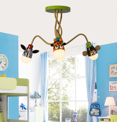 3 heads modern creative cartoon children bedroom led ceiling lamp boy and girl study led ceiling light