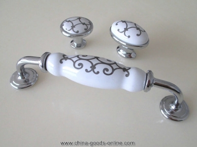 5" white dresser pulls drawer pull handles ceramic kitchen cabinet door knobs silver furniture knob pull porcelain handle
