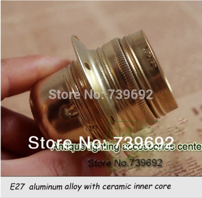 (5pcs/lot) e27 gold color alloy cap ceramic lamp base bedroom pendant light metal copper lamp holder lighting accessories