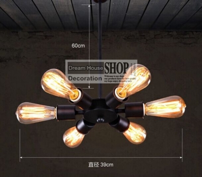 6-arm iron socket rh designer loft american country industrial warehouse edison vintage ceiling lamps for home