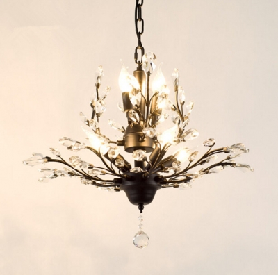 american crystal pendant light european rural restaurant bedroom study creative iron retro pendant lamps
