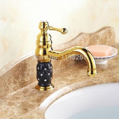 bathroom basin faucet black ceramic with diamond/crystal sink tap single handle mixer tap 5636g