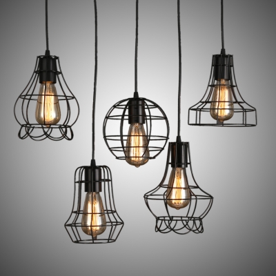 classical 110-220v american country retro loft style pendant lamp with e27 edison bulb vintage cage pendant lights