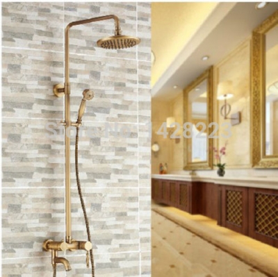 classical antique brass 8" rain shower head brass shower set faucet wall mount bath faucet mixer taps